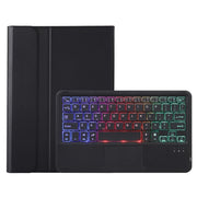 For Samsung Galaxy Tab S9 FE Candy Color Touch Backlight Bluetooth Keyboard Leather Tablet Case with Pen Holder(Black)
