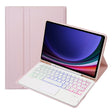 For Samsung Galaxy Tab S9 FE Candy Color Touch Backlight Bluetooth Keyboard Leather Tablet Case with Pen Holder(Pink) - Samsung Keyboard by PMC TechLife | Online Shopping South Africa | PMC TechLife
