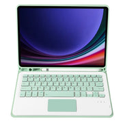 For Samsung Galaxy Tab S9 A710B-A Candy Color TPU Touch Bluetooth Keyboard Leather Tablet Case with Pen Holder(Light Green)