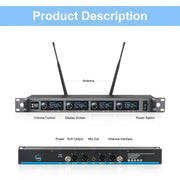 XTUGA A140-C Wireless Microphone System 4-Channel UHF Four Conference Mics(US Plug)