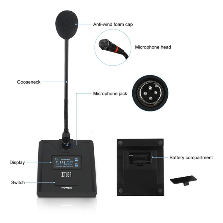 XTUGA A140-C Wireless Microphone System 4-Channel UHF Four Conference Mics(EU Plug)