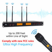 XTUGA A400-HB Professional 4-Channel UHF Wireless Microphone System with 2 Handheld & 2 Headset Microphone(AU Plug)