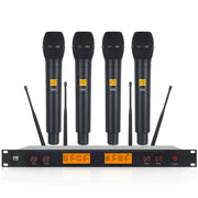 XTUGA A400-H Professional 4-Channel UHF Wireless Microphone System with 4 Handheld Microphone(EU Plug)