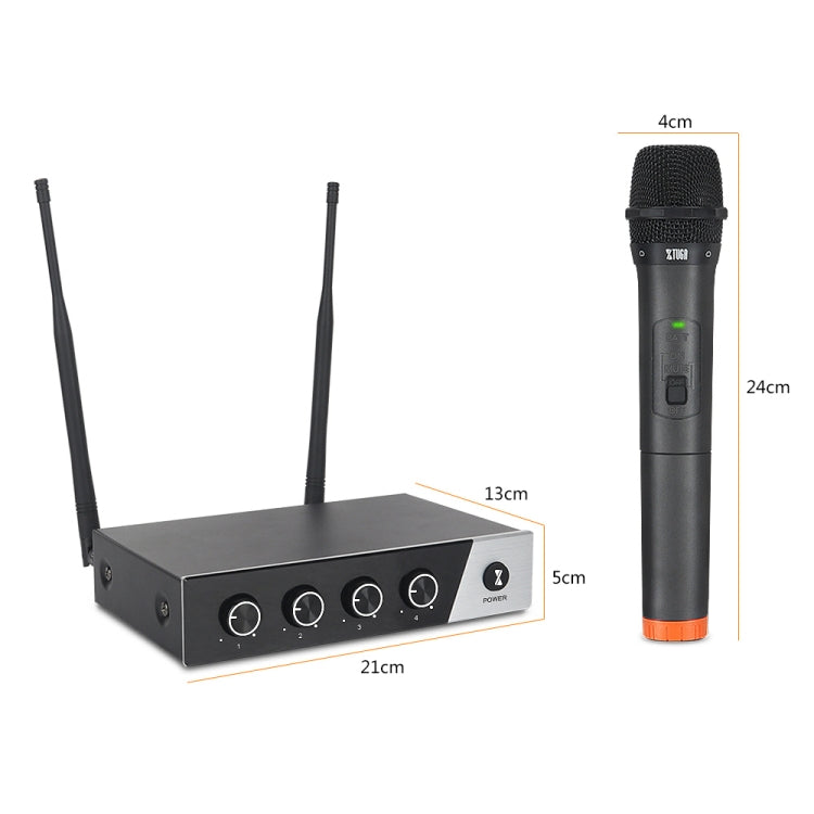XTUGA S400 Professional 4-Channel UHF Wireless Microphone System with 4 Handheld Microphone(UK Plug)
