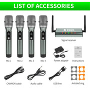 XTUGA U-F4600 Professional 4-Channel UHF Wireless Microphone System with 4 Handheld Microphone(AU Plug)