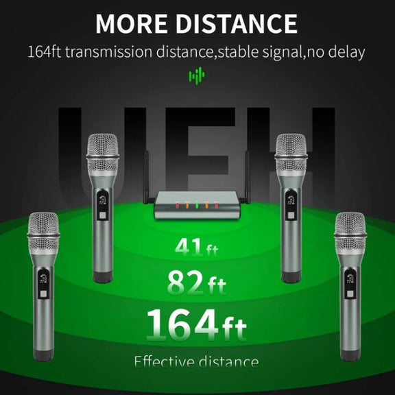 XTUGA U-F4600 Professional 4-Channel UHF Wireless Microphone System with 4 Handheld Microphone(US Plug)