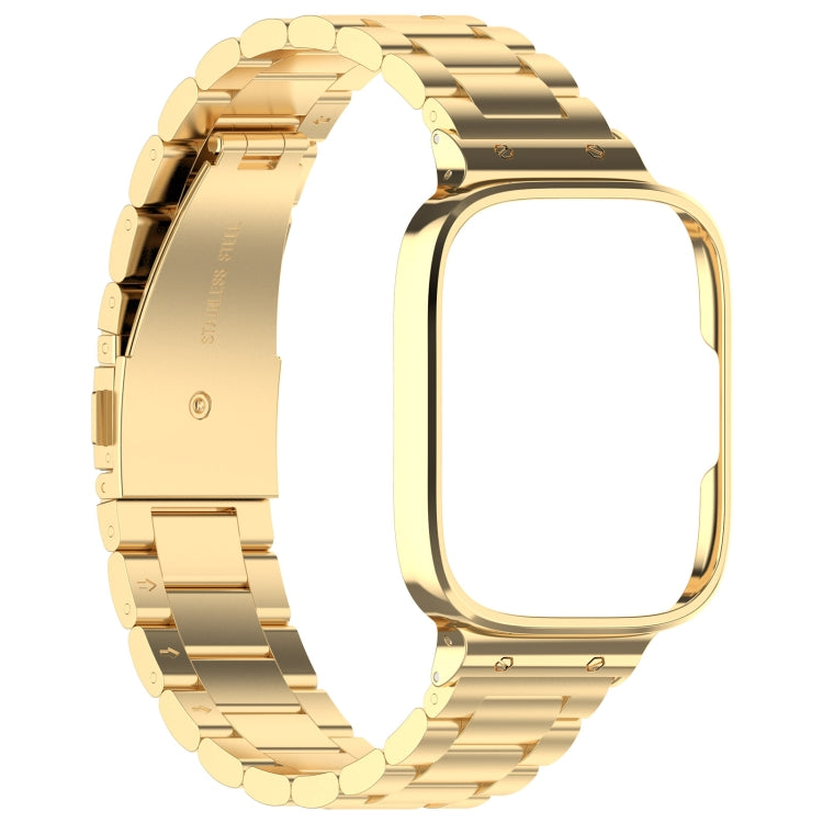 For Redmi Watch 3 Lite / Watch 3 Active 2 in 1 Three-bead Metal Watch Band with Watch Frame(Gold)