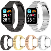 For Redmi Watch 3 Lite / Watch 3 Active 2 in 1 Three-bead Metal Watch Band with Watch Frame(Gold)