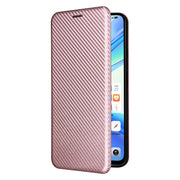 For Honor X7b Carbon Fiber Texture Flip Leather Phone Case(Pink)