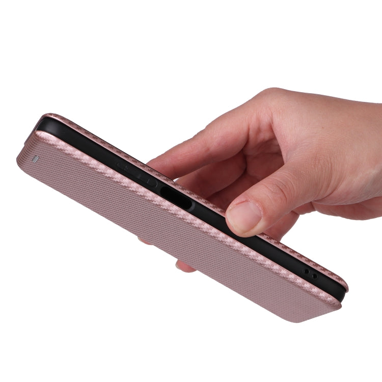 For Honor X7b Carbon Fiber Texture Flip Leather Phone Case(Pink)