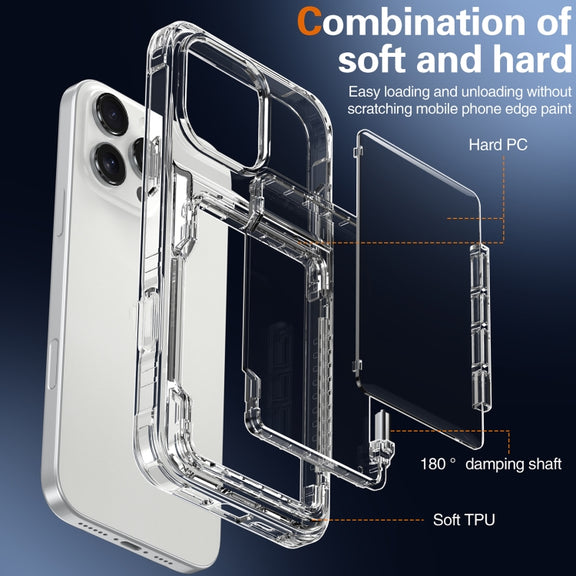 For iPhone 16 Pro Max Crystal Clear Flip Card Slot Phone Case(Transparent)