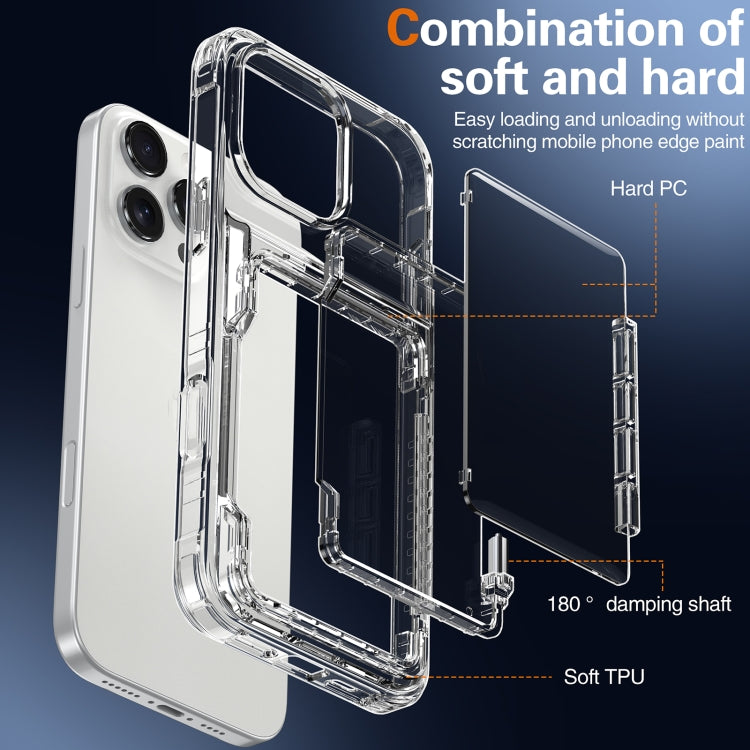 For iPhone 16 Pro Crystal Clear Flip Card Slot Phone Case(Transparent)