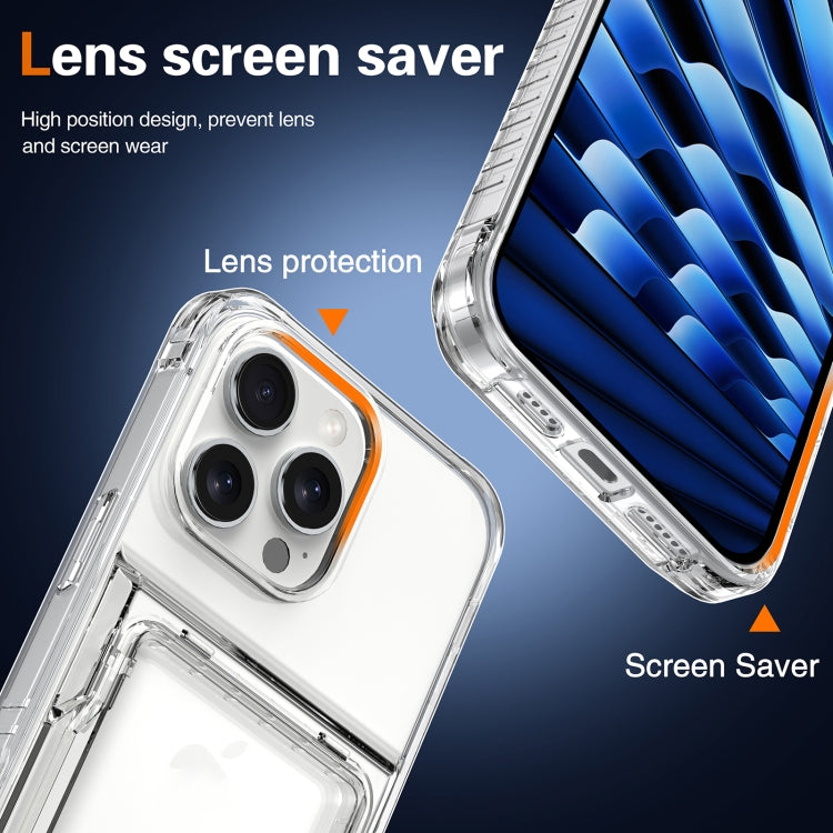 For iPhone 16 Pro Crystal Clear Flip Card Slot Phone Case(Transparent)