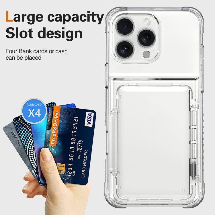 For iPhone 16 Pro Crystal Clear Flip Card Slot Phone Case(Transparent)