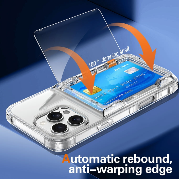 For iPhone 16 Pro Crystal Clear Flip Card Slot Phone Case(Transparent)