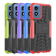 For Motorola Moto G Play 4G 2024 Tire Texture TPU + PC Phone Case with Holder(Blue)