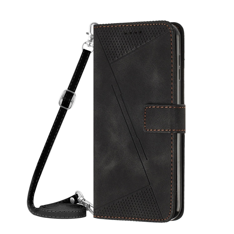 For Motorola Edge 2024 Dream Triangle Leather Phone Case with Lanyard(Black)