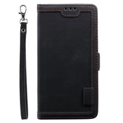 For iPhone 16 Plus Retro Splicing Horizontal Flip Leather Phone Case(Black)