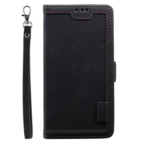 For iPhone 16 Plus Retro Splicing Horizontal Flip Leather Phone Case(Black)