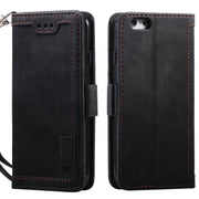 For iPhone 16e Retro Splicing Horizontal Flip Leather Phone Case(Black)