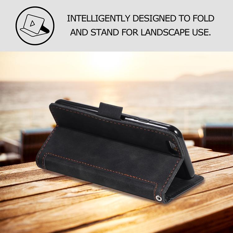 For iPhone 16e Retro Splicing Horizontal Flip Leather Phone Case(Black)