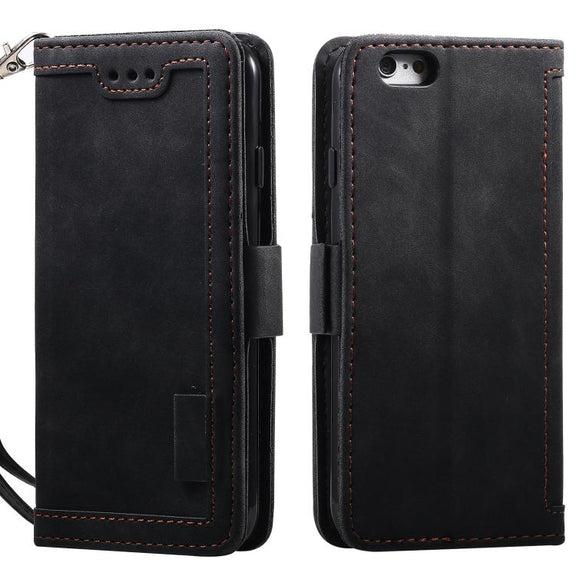 For iPhone 16e Retro Splicing Horizontal Flip Leather Phone Case(Black)