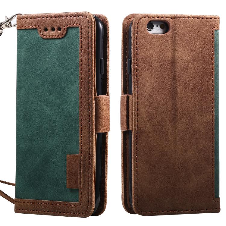 For iPhone 16e Retro Splicing Horizontal Flip Leather Phone Case(Green)