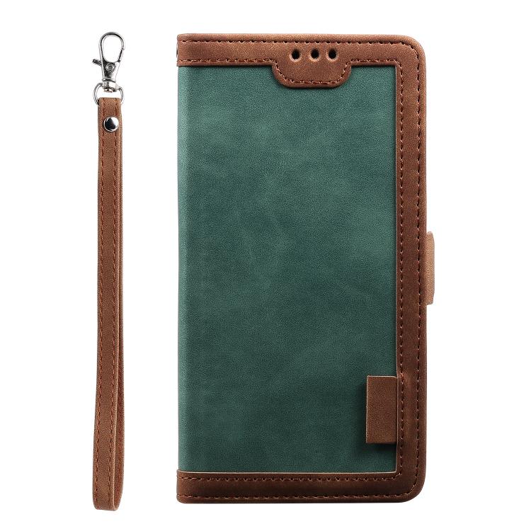 For iPhone 16e Retro Splicing Horizontal Flip Leather Phone Case(Green)