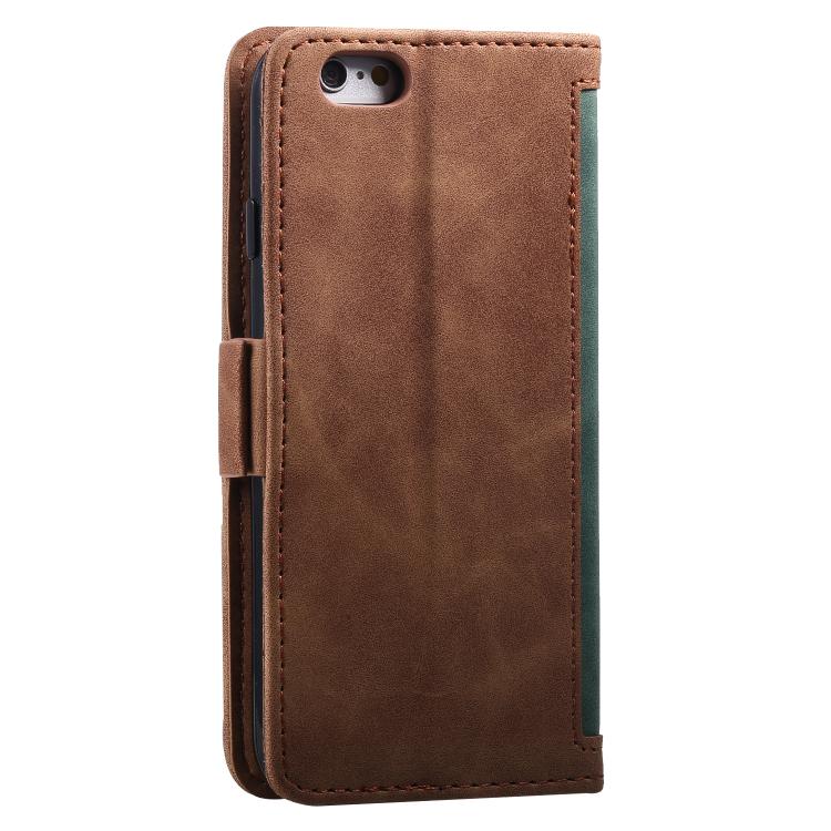For iPhone 16e Retro Splicing Horizontal Flip Leather Phone Case(Green)