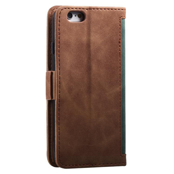 For iPhone 16e Retro Splicing Horizontal Flip Leather Phone Case(Green)