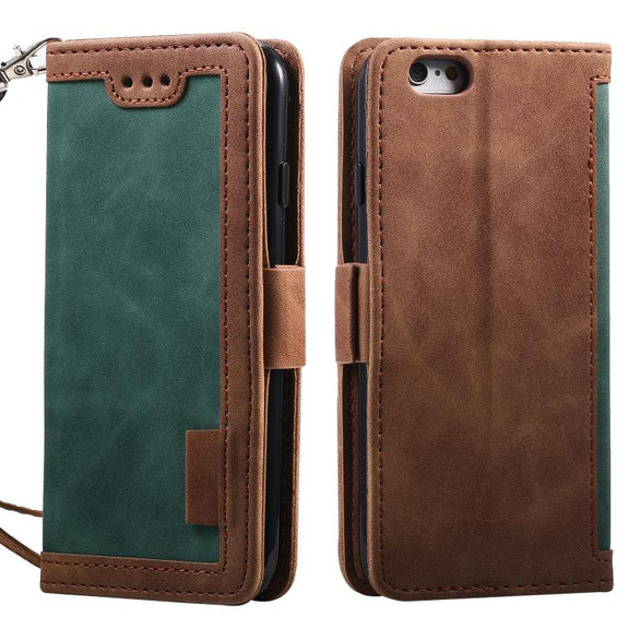 For iPhone 16e Retro Splicing Horizontal Flip Leather Phone Case(Green)