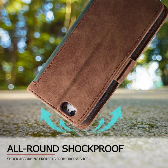For iPhone 16e Retro Splicing Horizontal Flip Leather Phone Case(Green)
