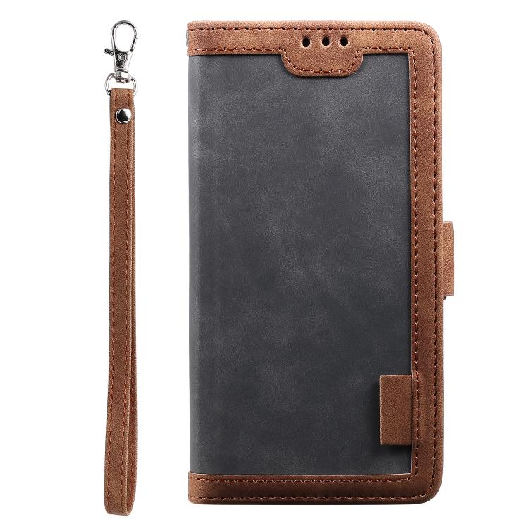 For iPhone 16e Retro Splicing Horizontal Flip Leather Phone Case(Grey)