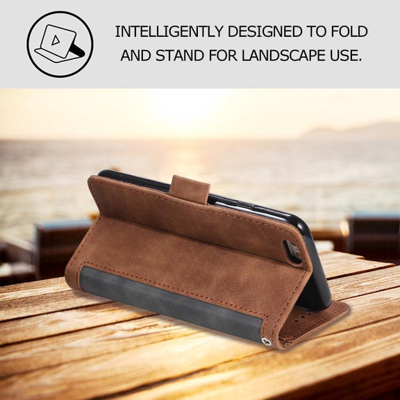For iPhone 16e Retro Splicing Horizontal Flip Leather Phone Case(Grey)