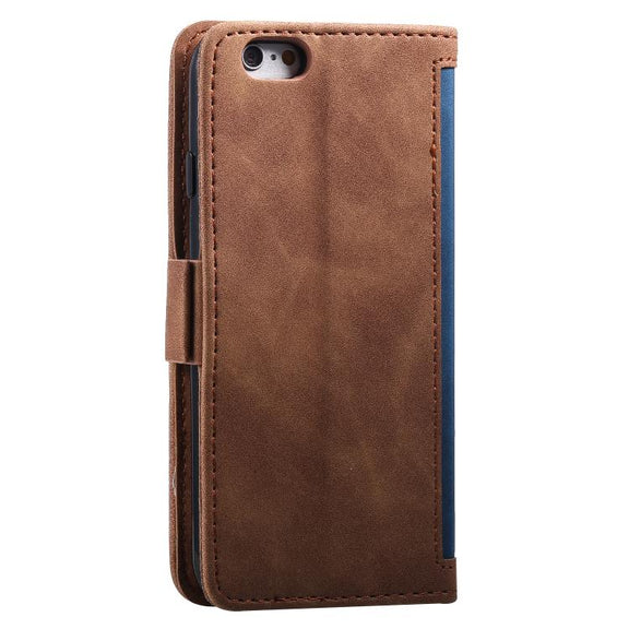 For iPhone 16e Retro Splicing Horizontal Flip Leather Phone Case(Blue)