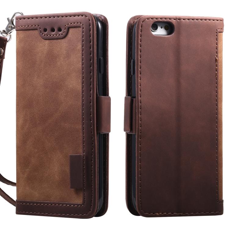 For iPhone 16e Retro Splicing Horizontal Flip Leather Phone Case(Brown)