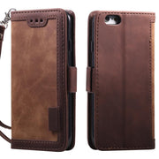 For iPhone 16e Retro Splicing Horizontal Flip Leather Phone Case(Brown)
