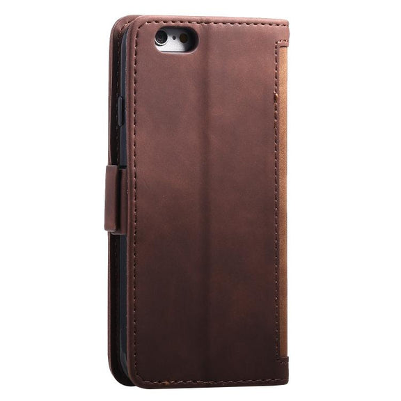 For iPhone 16e Retro Splicing Horizontal Flip Leather Phone Case(Brown)