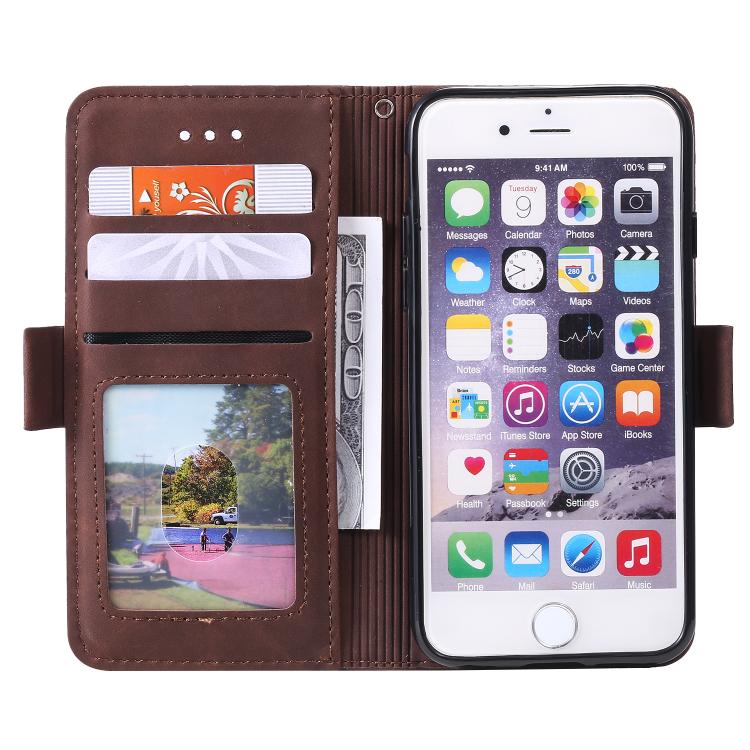 For iPhone 16e Retro Splicing Horizontal Flip Leather Phone Case(Brown)