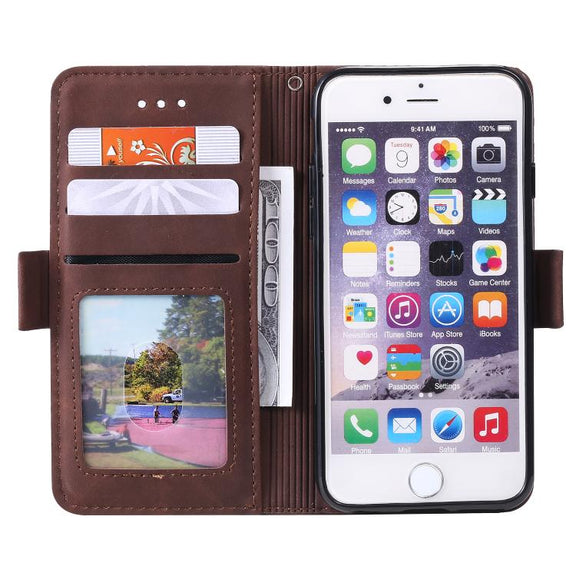 For iPhone 16e Retro Splicing Horizontal Flip Leather Phone Case(Brown)