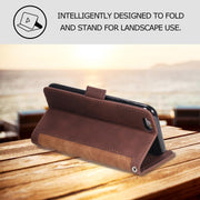 For iPhone 16e Retro Splicing Horizontal Flip Leather Phone Case(Brown)