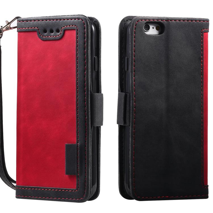 For iPhone 16e Retro Splicing Horizontal Flip Leather Phone Case(Red)
