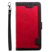 For iPhone 16e Retro Splicing Horizontal Flip Leather Phone Case(Red)