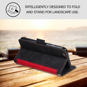 For iPhone 16e Retro Splicing Horizontal Flip Leather Phone Case(Red)