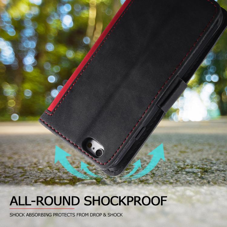 For iPhone 16e Retro Splicing Horizontal Flip Leather Phone Case(Red)