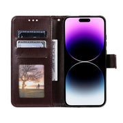 For iPhone 16 Pro Max Totem Flower Embossed Leather Phone Case(Brown)