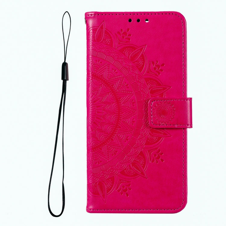 For iPhone 16 Pro Totem Flower Embossed Leather Phone Case(Red)