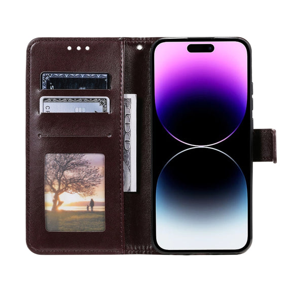 For iPhone 16 Pro Totem Flower Embossed Leather Phone Case(Brown)