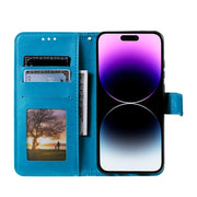 For iPhone 16 Pro Totem Flower Embossed Leather Phone Case(Blue)