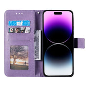 For iPhone 16 Pro Totem Flower Embossed Leather Phone Case(Purple)